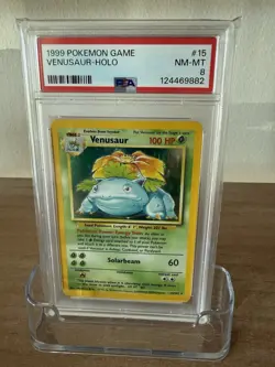1999 POKEMON GAME VENUSAUR-HOLO #15 NM-MT PSA 8 - Image 1