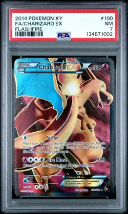 2014 POKEMON XY FLASHFIRE #100 FULL ART/CHARIZARD EX PSA 7 - Image 1