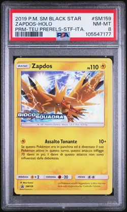 Pokemon PSA 8 Zapdos #SM159 Holo Team Up Prerelease Staff Promo 2019 Italiano - Image 2