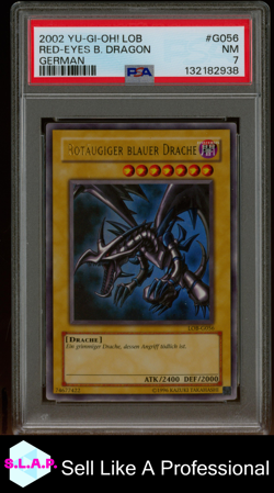 RED-EYES B. DRAGON GER YU-GI-OH! LL OF BLUE EYES WHITE DRAGON 2002 G056 PSA 7 - Image 1