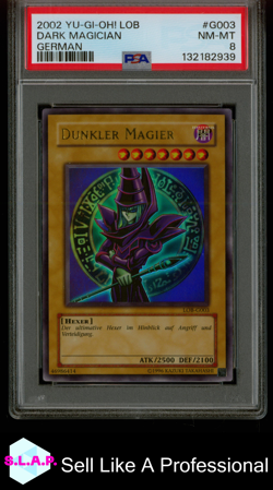 DARK MAGICIAN GER YU-GI-OH! LOB-LEGEND OF BLUE EYES WHITE DRAGON 2002 G003 PSA 8 - Image 1