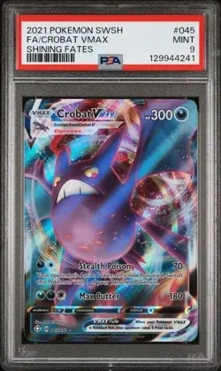PSA 9 2021 POKEMON SWORD & SHIELD SHINING FATES 045 FULL ART/CROBAT VMAX - Image 1