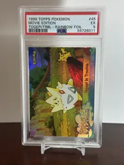 1999 Topps Pokemon Togepi in Trouble 45 Movie Edition Card PSA 5 Rainbow Foil - Image 1