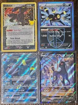 Pokemon Umbreon 4 Card Lot Celebrations, Brilliant Stars, Sun & Moon, Plasma Frz - Image 1