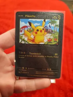 Pikachu LOT of 4 Black Foil Vinyl Fan Art Textured Collector Cards Card MINT - Image 2