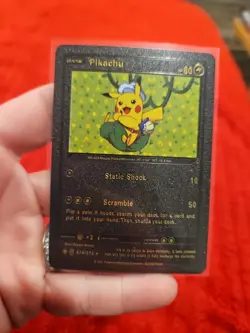 Pikachu LOT of 4 Black Foil Vinyl Fan Art Textured Collector Cards Card MINT - Image 4