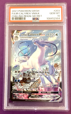 2021 Pokemon SWSH Chilling Reign Secret Rare #203 FA/IR Calyrex VMAX PSA 10 - Image 1