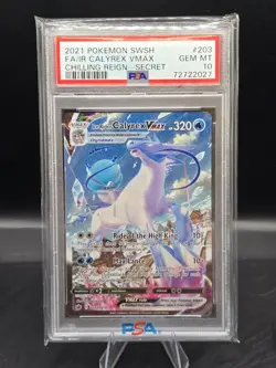 2021 Pokemon SWSH Chilling Reign Secret Rare #203 FA/IR Calyrex VMAX PSA 10 - Image 1