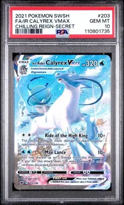 2021 Pokemon SWSH Chilling Reign Secret Rare #203 FA/IR Calyrex VMAX PSA 10 - Image 1