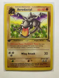 Pokemon TCG Aerodactyl Fossil 16/62 Regular 1999-2000 Wizards Base Set LP - Image 1