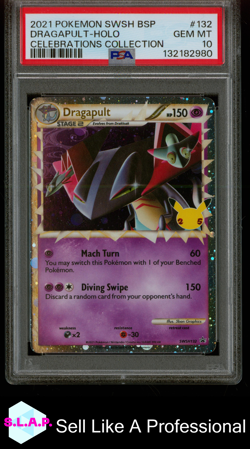DRAGAPULT-HOLO CELEBRATIONS COLLECTION POKEMON SWSH BLCK STR PRM 2021 132 PSA 10 - Image 1