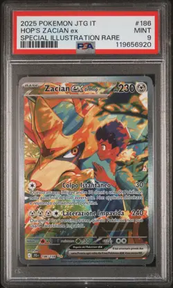 Pokemon PSA 9 Hop's Zacian Ex #186 JTG Special illustration Rare 2025 Italiano - Image 2