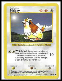 Pokemon TCG Base Set (Shadowless) Pidgey #057/102 Common - Image 1