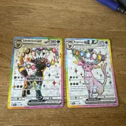 Umbreon 176 & Espeon 175 Pokemon Prismatic Evolutions Figure Collection Promo NM - Image 1