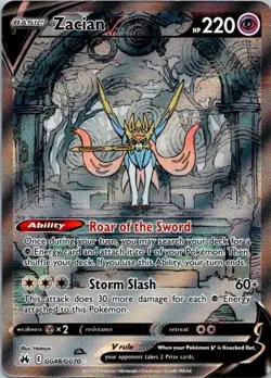 Pokemon TCG Zacian V GG48/GG70 Crown Zenith: Galarian Gallery Holo NM (SKU 1-1) - Image 1