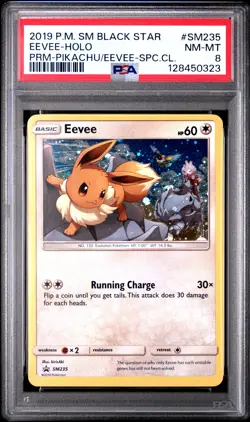 2019 POKEMON SM BLACK STAR PROMO #SM235 EEVEE-HOLO PSA 8 - Image 1