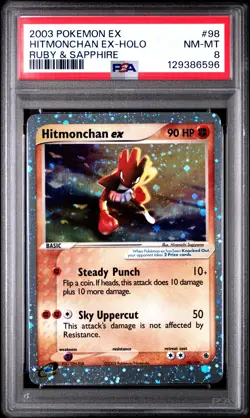 2003 Pokemon Ex Ruby & Sapphire #98 Hitmonchan Ex Holo PSA 8 NM-MT - Image 1
