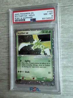 2003 Pokemon Scyther ex Ruby & Sapphire 102/109 PSA 8 NM-MT - Image 1