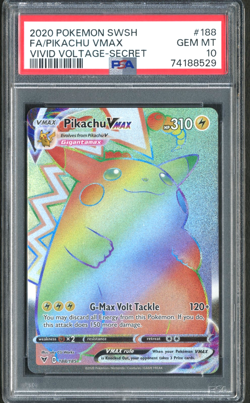 Pokemon TCG: Pikachu VMAX 188/185 Vivid Voltag Full Art Rainbow PSA 10 GEM MT - Image 1
