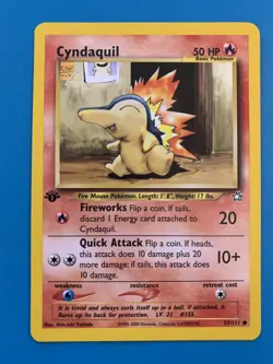 1st Edition Cyndaquil 57/111 Neo Genesis Set Rare Vintage Pokemon Card - NM - Image 1
