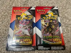 Pokemon TCG Evolving Skies & Chilling Reign 2 Pack Blister w/ Jirachi Pin Lot 2 - Image 1