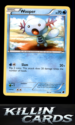 Wooper 21/116 Pokemon Common Plasma Freeze Card LP - Image 1