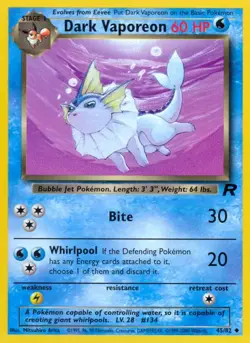 Dark Vaporeon - 45/82 - Pokemon Team Rocket Unlimited Card LP - Image 1