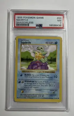 Pokemon Squirtle Base Set Shadowless PSA 7 1999 NM OBO 63/102 English TCG - Image 1