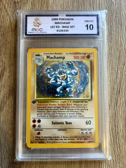 Machamp 1st Edition Base Set Graded Pokemon Card MGC Grade 10 (Not PSA) - Image 1