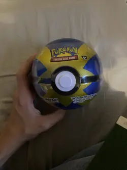 Pokemon TCG Poke Ball Tin BLUE & GOLD Quick Ball 3 Booster Packs & Coin SEALED ! - Image 1