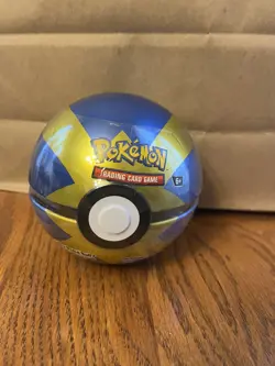 Pokemon TCG Poke Ball Tin BLUE & GOLD Quick Ball 3 Booster Packs & Coin SEALED ! - Image 1