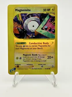 Pokemon TCG Magnemite Aquapolis 91/147 2003 Reverse Holo E Reader [Creased] - Image 1