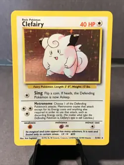 Pokemon TCG Clefairy #005/102 Base Set Unlimited Holo Rare NM WOTC VTG 1999 - Image 1