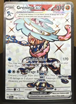 Pokemon TCG Greninja ex 198/167 Sv06 Twilight Masquerade Full Art Holo Rare Card - Image 1