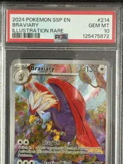Pokemon Card PSA 10 Braviary 214/191 Surging Sparks Illustration Rare IR 2024 - Image 3