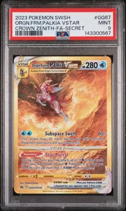 PSA 9 Origin Forme Palkia VSTAR GG67/GG70 Crown Zenith Pokemon Card 2023 Gold - Image 1