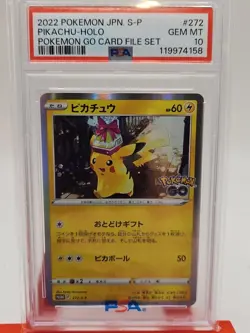 2022 Pokemon Go Japanese S-P Pikachu Holo Promo Card File Set PSA 10 Gem Mt #272 - Image 2