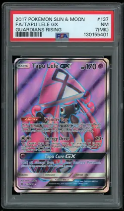 Pokemon TCG Tapu Lele GX Holo Ultra Rare Full Art Guardians Rising #137 PSA 7 MK - Image 1