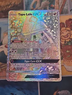 Pokemon TCG 2017 Tapu Lele GX Rainbow Card Guardians Rising #155/145 Secret Rare - Image 1