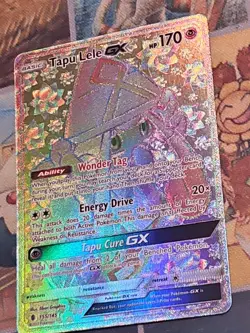Pokemon TCG 2017 Tapu Lele GX Rainbow Card Guardians Rising #155/145 Secret Rare - Image 2