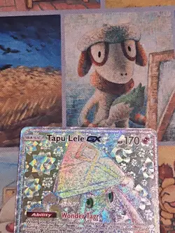 Pokemon TCG 2017 Tapu Lele GX Rainbow Card Guardians Rising #155/145 Secret Rare - Image 3