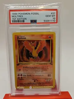 1999 Pokemon Fossil 1st Edition #12 Moltres-Holo PSA 10 - Image 2