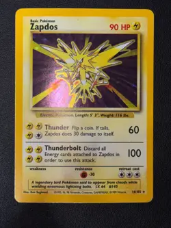 Pokemon Base set Holo Rare Zapdos #16/102 (LP) - WoTC - Vintage TCG - 1999 - Image 2