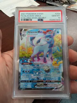 2021 Pokemon Evolving Skies Glaceon VMAX #209 Alternate Art Secret Rare PSA 10 - Image 1