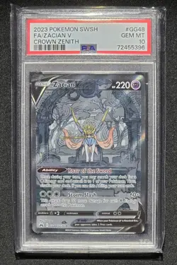 2023 POKEMON SWORD & SHIELD CROWN ZENITH #GG48 FULL ART/ZACIAN V PSA 10 - Image 1