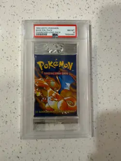 RARE VINTAGE 1999 WOTC - POKEMON BASE FOIL PACK CHARIZARD - LONG PACK PSA 8 - Image 1