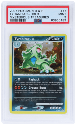2007 Pokemon Diamond and Pearl Mysterious Treasures Tyranitar Holo #17 PSA 9 - Image 1