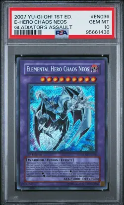Elemental Hero Chaos Neos Yugioh 2007 GLAS-EN036 Secret Rare 1st Edition PSA 10 - Image 1
