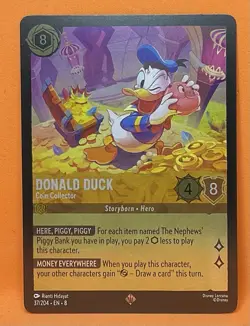 Disney Lorcana Donald Duck Coin Collector Cold Foil Reign of Jafar 37/204 SR - Image 1