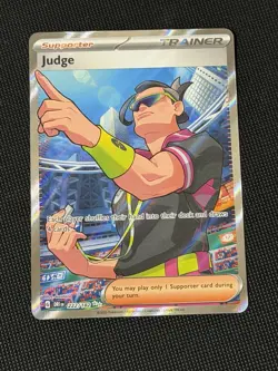 Pokemon TCG Judge 222/182 Destined Rivals Ultra Rare Full Art Card NM/Mint - Image 1